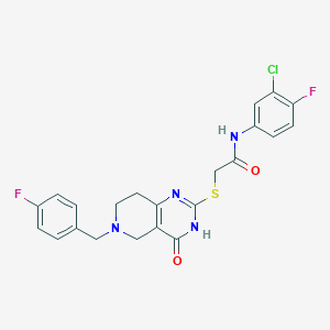 molecular formula C22H19ClF2N4O2S B2659635 N-(3-氯-4-氟苯基)-2-((6-(4-氟苄基)-4-氧代-3,4,5,6,7,8-六氢嘧啶并[4,3-d]嘧啶-2-基)硫)乙酰胺 CAS No. 946300-38-5