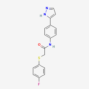 N-(4-(1H-pyrazol-3-yl)phenyl)-2-((4-fluorophenyl)thio)acetamide