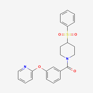 molecular formula C23H22N2O4S B2659657 (4-(Phenylsulfonyl)piperidin-1-yl)(3-(pyridin-2-yloxy)phenyl)methanone CAS No. 1797688-70-0