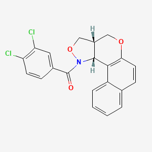 molecular formula C21H15Cl2NO3 B2659658 3a,11c-dihydro-3H-benzo[5,6]chromeno[4,3-c]isoxazol-1(4H)-yl(3,4-dichlorophenyl)methanone CAS No. 317833-18-4