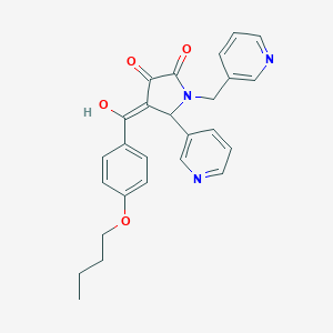 molecular formula C26H25N3O4 B265966 4-(4-butoxybenzoyl)-3-hydroxy-5-(3-pyridyl)-1-(3-pyridylmethyl)-1,5-dihydro-2H-pyrrol-2-one 