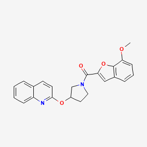 molecular formula C23H20N2O4 B2659662 (7-甲氧基苯并呋喃-2-基)(3-(喹啉-2-氧基)吡咯烷-1-基)甲酮 CAS No. 2034616-16-3