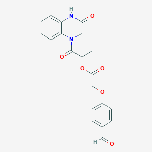 molecular formula C20H18N2O6 B2659672 [1-Oxo-1-(3-oxo-2,4-dihydroquinoxalin-1-yl)propan-2-yl] 2-(4-formylphenoxy)acetate CAS No. 1111490-04-0