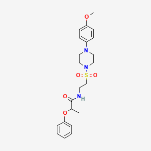 molecular formula C22H29N3O5S B2659689 N-(2-((4-(4-甲氧基苯基)哌嗪-1-基)磺酰)乙基)-2-苯氧基丙酰胺 CAS No. 897610-76-3