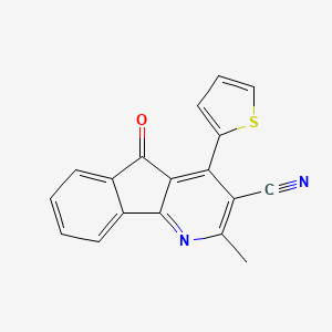 molecular formula C18H10N2OS B2659690 2-methyl-5-oxo-4-(2-thienyl)-5H-indeno[1,2-b]pyridine-3-carbonitrile CAS No. 691868-99-2