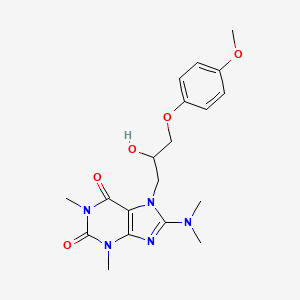 molecular formula C19H25N5O5 B2659692 8-(二甲基氨基)-7-(2-羟基-3-(4-甲氧基苯氧基)丙基)-1,3-二甲基-1H-嘧啶-2,6(3H,7H)-二酮 CAS No. 333755-49-0