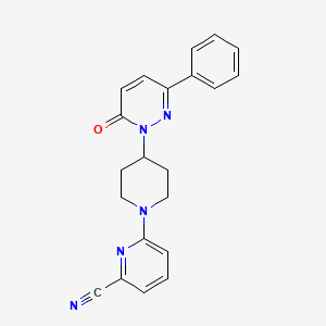 molecular formula C21H19N5O B2659698 6-[4-(6-Oxo-3-phenylpyridazin-1-yl)piperidin-1-yl]pyridine-2-carbonitrile CAS No. 2379975-30-9