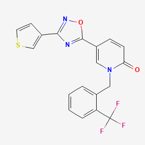 molecular formula C19H12F3N3O2S B2659703 5-(3-(thiophen-3-yl)-1,2,4-oxadiazol-5-yl)-1-(2-(trifluoromethyl)benzyl)pyridin-2(1H)-one CAS No. 1396847-87-2