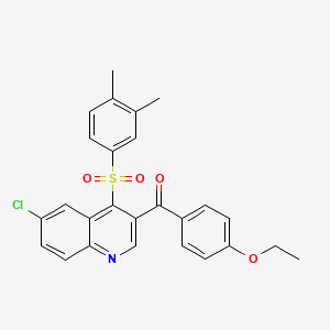 molecular formula C26H22ClNO4S B2659707 (6-氯-4-((3,4-二甲基苯基)磺酰)喹啉-3-基)(4-乙氧基苯基)甲酮 CAS No. 866895-68-3
