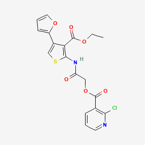 molecular formula C19H15ClN2O6S B2659708 [2-[[3-Ethoxycarbonyl-4-(furan-2-yl)thiophen-2-yl]amino]-2-oxoethyl] 2-chloropyridine-3-carboxylate CAS No. 926386-81-4