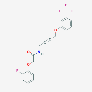 molecular formula C19H15F4NO3 B2659711 2-(2-Fluorophenoxy)-N-{4-[3-(trifluoromethyl)phenoxy]but-2-YN-1-YL}acetamide CAS No. 1421450-59-0