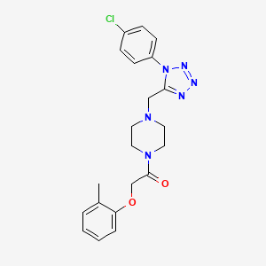 molecular formula C21H23ClN6O2 B2659718 1-(4-((1-(4-chlorophenyl)-1H-tetrazol-5-yl)methyl)piperazin-1-yl)-2-(o-tolyloxy)ethanone CAS No. 1049456-78-1