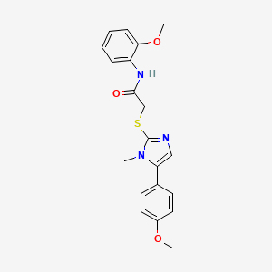 molecular formula C20H21N3O3S B2659725 N-(2-methoxyphenyl)-2-((5-(4-methoxyphenyl)-1-methyl-1H-imidazol-2-yl)thio)acetamide CAS No. 484681-54-1