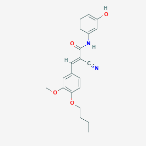 molecular formula C21H22N2O4 B2659733 (2E)-3-(4-butoxy-3-methoxyphenyl)-2-cyano-N-(3-hydroxyphenyl)prop-2-enamide CAS No. 380434-59-3