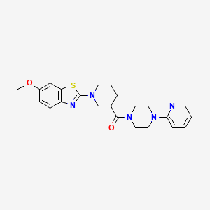 molecular formula C23H27N5O2S B2659737 (1-(6-Methoxybenzo[d]thiazol-2-yl)piperidin-3-yl)(4-(pyridin-2-yl)piperazin-1-yl)methanone CAS No. 443103-49-9