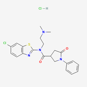 molecular formula C22H24Cl2N4O2S B2659739 N-(6-氯苯并[d]噻唑-2-基)-N-(2-(二甲胺基)乙基)-5-氧代-1-苯基吡咯烷-3-羧酰胺 盐酸盐 CAS No. 1216453-88-1