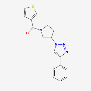 molecular formula C17H16N4OS B2659749 (3-(4-phenyl-1H-1,2,3-triazol-1-yl)pyrrolidin-1-yl)(thiophen-3-yl)methanone CAS No. 2034327-75-6