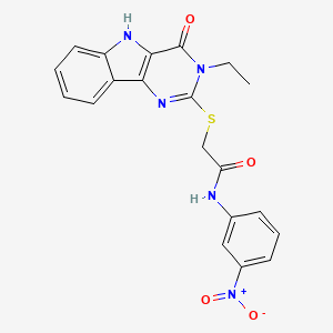 molecular formula C20H17N5O4S B2659758 2-((3-ethyl-4-oxo-4,5-dihydro-3H-pyrimido[5,4-b]indol-2-yl)thio)-N-(3-nitrophenyl)acetamide CAS No. 887216-20-8