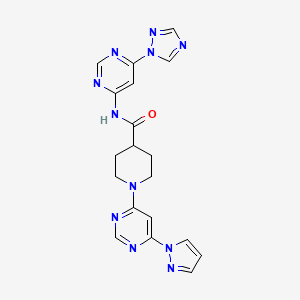 N-(6-(1H-1,2,4-triazol-1-yl)pyrimidin-4-yl)-1-(6-(1H-pyrazol-1-yl)pyrimidin-4-yl)piperidine-4-carboxamide