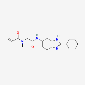 B2659819 N-[2-[(2-Cyclohexyl-4,5,6,7-tetrahydro-3H-benzimidazol-5-yl)amino]-2-oxoethyl]-N-methylprop-2-enamide CAS No. 2411308-60-4
