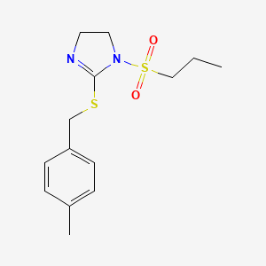 molecular formula C14H20N2O2S2 B2659822 2-[(4-Methylphenyl)methylsulfanyl]-1-propylsulfonyl-4,5-dihydroimidazole CAS No. 868218-01-3