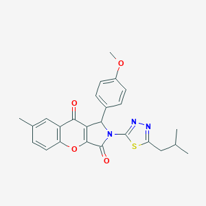 molecular formula C25H23N3O4S B265983 2-(5-Isobutyl-1,3,4-thiadiazol-2-yl)-1-(4-methoxyphenyl)-7-methyl-1,2-dihydrochromeno[2,3-c]pyrrole-3,9-dione 