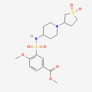 molecular formula C18H26N2O7S2 B2659839 methyl 3-(N-(1-(1,1-dioxidotetrahydrothiophen-3-yl)piperidin-4-yl)sulfamoyl)-4-methoxybenzoate CAS No. 2034225-00-6