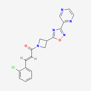 (E)-3-(2-chlorophenyl)-1-(3-(3-(pyrazin-2-yl)-1,2,4-oxadiazol-5-yl)azetidin-1-yl)prop-2-en-1-one
