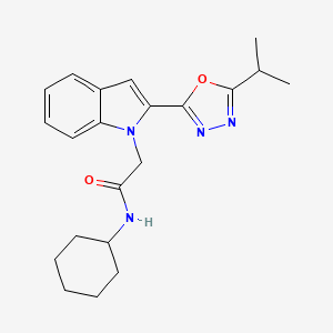 N-cyclohexyl-2-(2-(5-isopropyl-1,3,4-oxadiazol-2-yl)-1H-indol-1-yl)acetamide