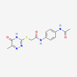 molecular formula C14H15N5O3S B2659871 N-(4-acetamidophenyl)-2-((6-methyl-5-oxo-4,5-dihydro-1,2,4-triazin-3-yl)thio)acetamide CAS No. 552274-79-0
