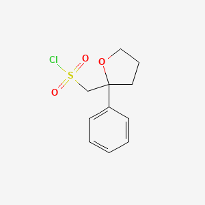 molecular formula C11H13ClO3S B2659885 (2-苯氧杂环丁烷-2-基)甲磺酰氯 CAS No. 2166793-56-0