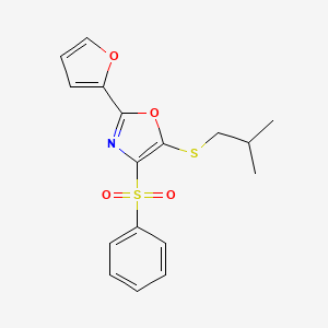 molecular formula C17H17NO4S2 B2659897 2-(Furan-2-yl)-5-(isobutylthio)-4-(phenylsulfonyl)oxazole CAS No. 850928-50-6