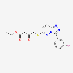 molecular formula C17H15FN4O3S B2659901 乙酸4-{[3-(3-氟苯基)[1,2,4]三唑并[4,3-b]吡啶-6-基]硫基}-3-氧代丁酸酯 CAS No. 852375-24-7