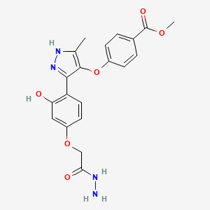 molecular formula C20H20N4O6 B2659908 methyl 4-((3-(4-(2-hydrazinyl-2-oxoethoxy)-2-hydroxyphenyl)-5-methyl-1H-pyrazol-4-yl)oxy)benzoate CAS No. 879440-23-0