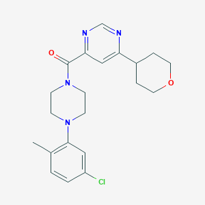 molecular formula C21H25ClN4O2 B2659913 [4-(5-Chloro-2-methylphenyl)piperazin-1-yl]-[6-(oxan-4-yl)pyrimidin-4-yl]methanone CAS No. 2415541-87-4