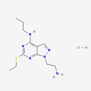 molecular formula C12H21ClN6S B2659917 1-(2-aminoethyl)-6-(ethylthio)-N-propyl-1H-pyrazolo[3,4-d]pyrimidin-4-amine hydrochloride CAS No. 2320957-16-0