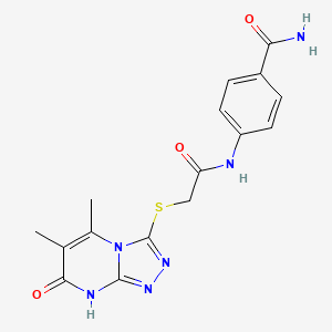 4-(2-((5,6-Dimethyl-7-oxo-7,8-dihydro-[1,2,4]triazolo[4,3-a]pyrimidin-3-yl)thio)acetamido)benzamide