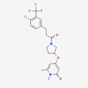 molecular formula C21H22ClF3N2O3 B2659922 4-((1-(3-(4-氯-3-(三氟甲基)苯基)丙酰)吡咯烷-3-基)氧基)-1,6-二甲基吡啶-2(1H)-酮 CAS No. 2034428-94-7