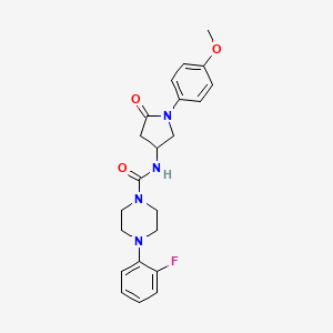molecular formula C22H25FN4O3 B2659923 4-(2-fluorophenyl)-N-[1-(4-methoxyphenyl)-5-oxopyrrolidin-3-yl]piperazine-1-carboxamide CAS No. 877640-24-9