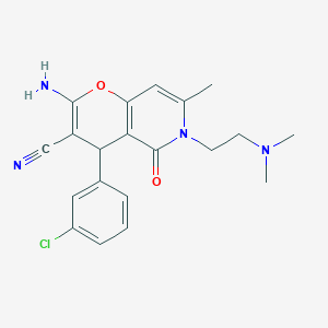 molecular formula C20H21ClN4O2 B2659940 2-amino-4-(3-chlorophenyl)-6-(2-(dimethylamino)ethyl)-7-methyl-5-oxo-5,6-dihydro-4H-pyrano[3,2-c]pyridine-3-carbonitrile CAS No. 758701-10-9
