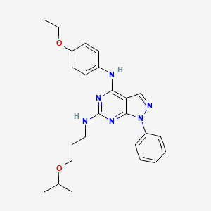 molecular formula C25H30N6O2 B2659962 N~4~-(4-ethoxyphenyl)-1-phenyl-N~6~-[3-(propan-2-yloxy)propyl]-1H-pyrazolo[3,4-d]pyrimidine-4,6-diamine CAS No. 955338-40-6