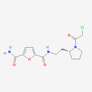 2-N-[2-[(2R)-1-(2-Chloroacetyl)pyrrolidin-2-yl]ethyl]furan-2,5-dicarboxamide