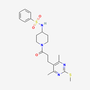 N-(1-{3-[4,6-dimethyl-2-(methylsulfanyl)pyrimidin-5-yl]propanoyl}piperidin-4-yl)benzenesulfonamide