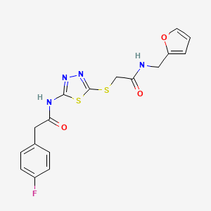 2-(4-fluorophenyl)-N-[5-[2-(furan-2-ylmethylamino)-2-oxoethyl]sulfanyl-1,3,4-thiadiazol-2-yl]acetamide