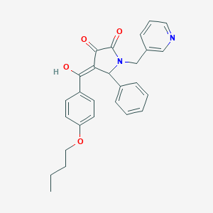 molecular formula C27H26N2O4 B265997 4-(4-butoxybenzoyl)-3-hydroxy-5-phenyl-1-(3-pyridylmethyl)-1,5-dihydro-2H-pyrrol-2-one 