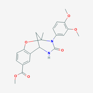 molecular formula C21H22N2O6 B2659974 甲基-3-(3,4-二甲氧基苯基)-2-甲基-4-氧代-3,4,5,6-四氢-2H-2,6-甲基苯并[g][1,3,5]噁二唑啉-8-羧酸酯 CAS No. 899962-64-2