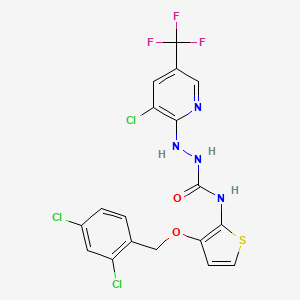 1-{[3-Chloro-5-(trifluoromethyl)pyridin-2-yl]amino}-3-{3-[(2,4-dichlorophenyl)methoxy]thiophen-2-yl}urea