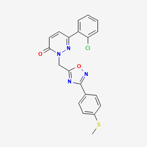 molecular formula C20H15ClN4O2S B2659985 6-(2-chlorophenyl)-2-((3-(4-(methylthio)phenyl)-1,2,4-oxadiazol-5-yl)methyl)pyridazin-3(2H)-one CAS No. 1105224-00-7