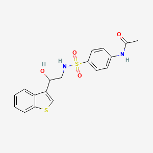 molecular formula C18H18N2O4S2 B2660021 N-(4-(N-(2-(benzo[b]thiophen-3-yl)-2-hydroxyethyl)sulfamoyl)phenyl)acetamide CAS No. 2034407-30-0