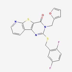 molecular formula C21H13F2N3O2S2 B2660023 2-((2,5-difluorobenzyl)thio)-3-(furan-2-ylmethyl)pyrido[3',2':4,5]thieno[3,2-d]pyrimidin-4(3H)-one CAS No. 1448053-39-1
